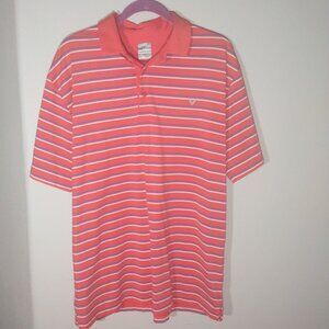 Callaway Men's Polo Large Golf Performance Stretch Opti Dry Striped Coral